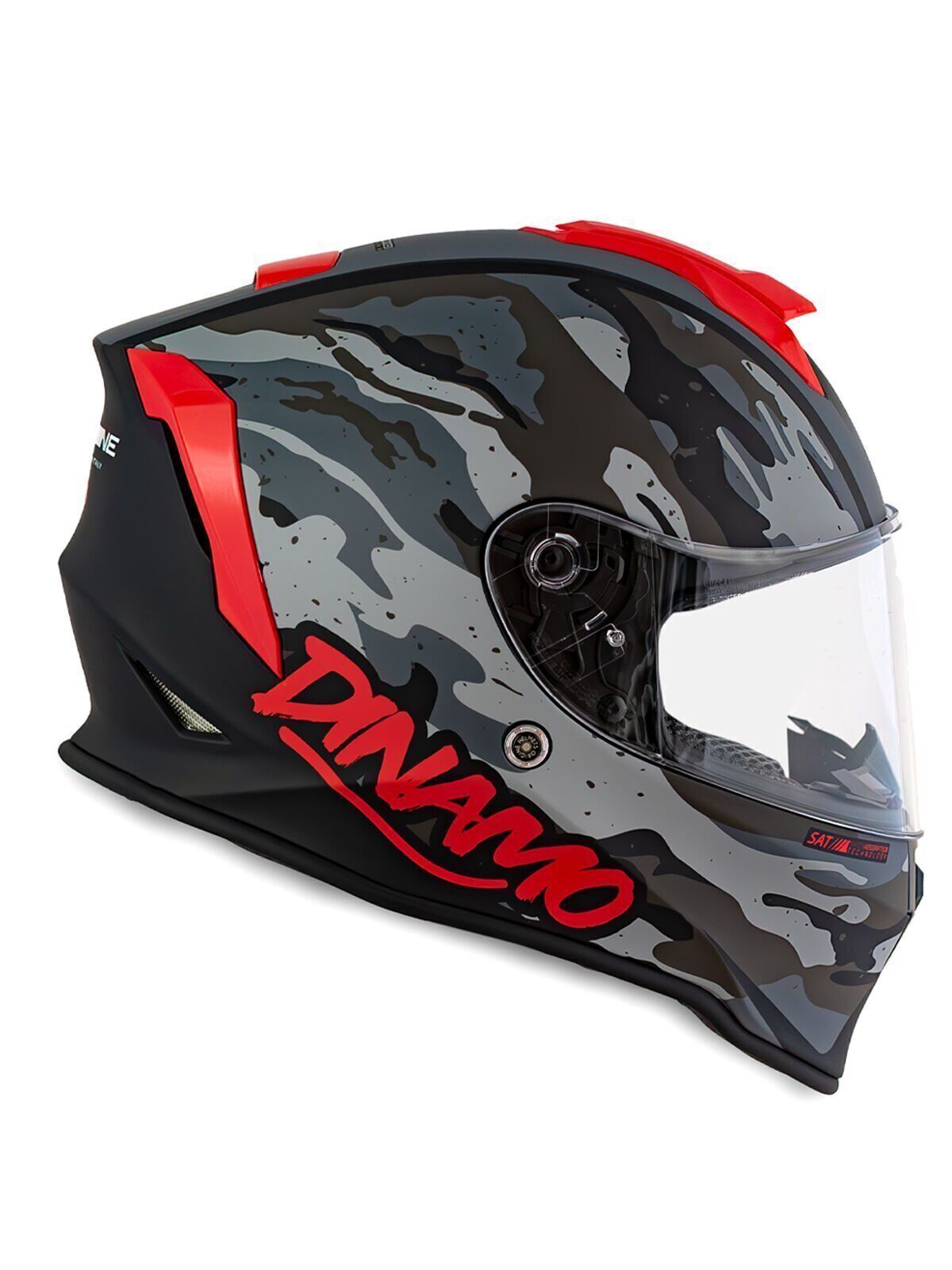 Origine Dinamo Camo Siyah-Titanium-Kırmızı Kask Şeffaf Camlı XS