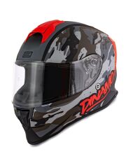 Origine Dinamo Camo Siyah-Titanium-Kırmızı Kask Şeffaf Camlı 2XL