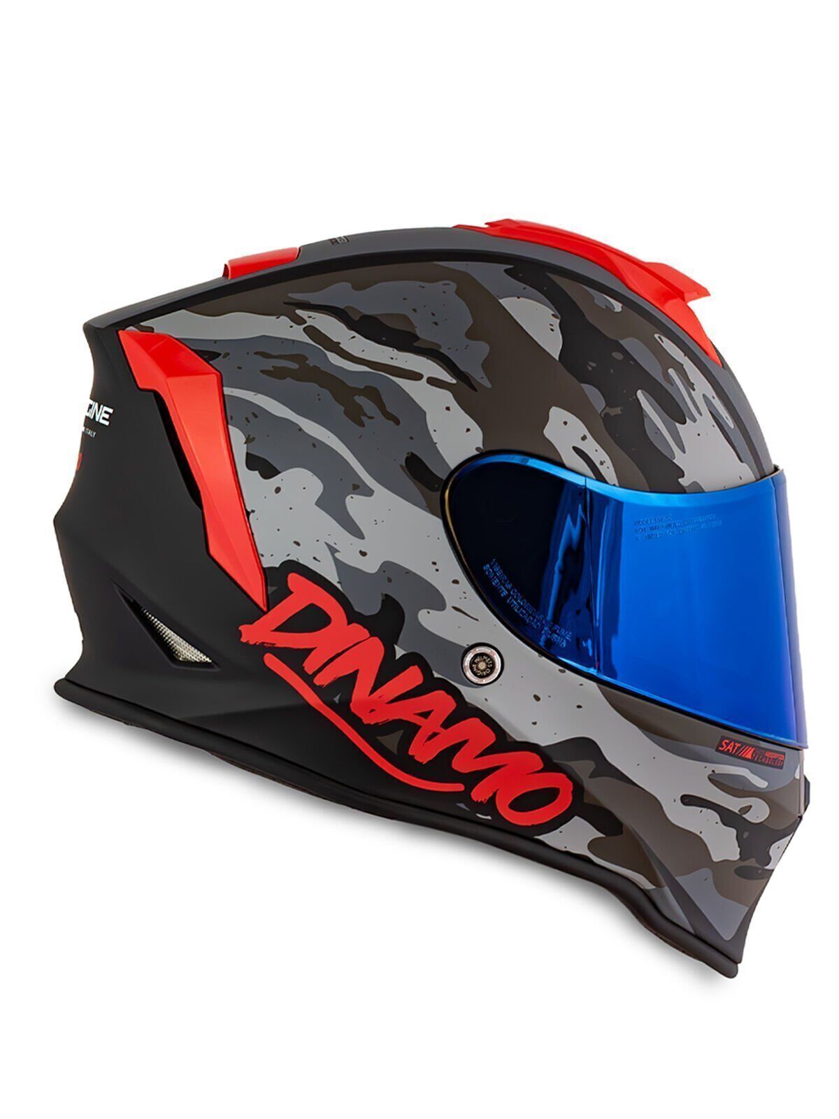 Origine Dinamo Camo Siyah-Titanium-Kırmızı Kask Mavi Camlı M