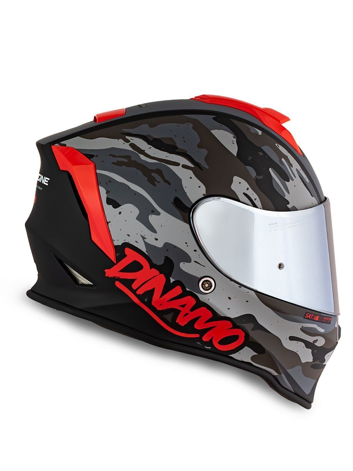 Origine Dinamo Camo Siyah-Titanium-Kırmızı Kask Gri Camlı XS