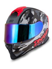 Origine Dinamo Camo Siyah-Titanium-Kırmızı Kask Gökkuşağı Camlı M