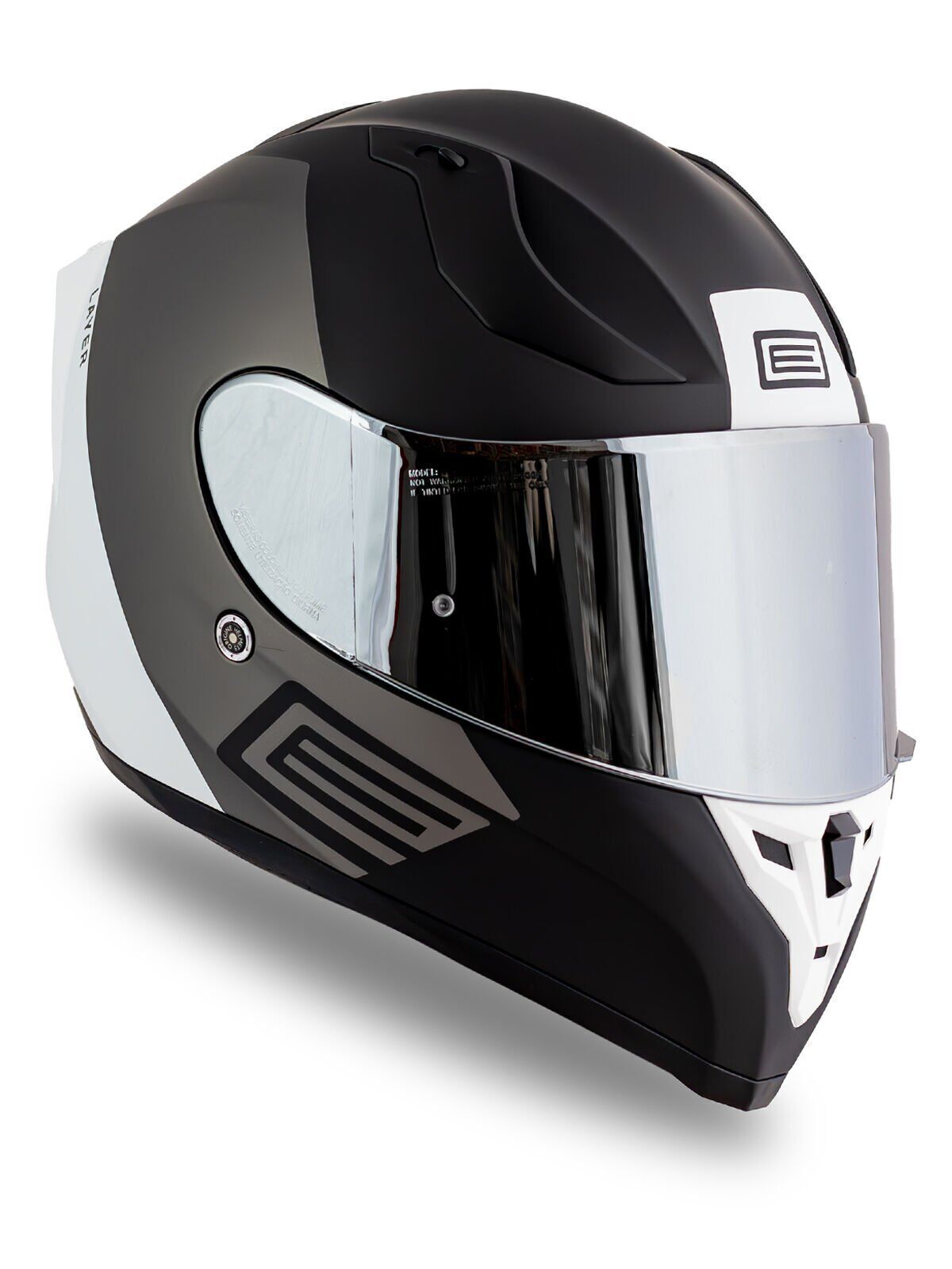 Origine Strada Layer Mat Siyah-Titanyum-Beyaz Kask Güneş Vizörlü Kask Gri Camlı S