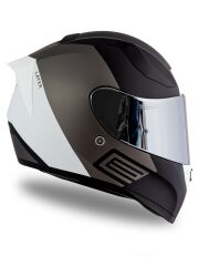 Origine Strada Layer Mat Siyah-Titanyum-Beyaz Kask Güneş Vizörlü Kask Gri Camlı M