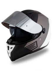 Origine Strada Layer Mat Siyah-Titanyum-Beyaz Kask Güneş Vizörlü Kask Gri Camlı L