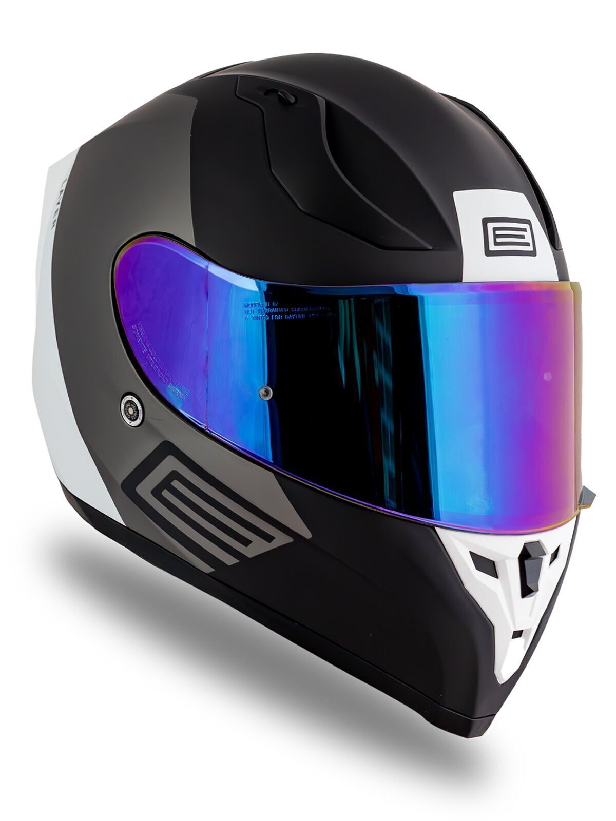 Origine Strada Layer Mat Siyah-Titanyum-Beyaz Kask Güneş Vizörlü Kask Gökkuşağı Camlı M