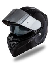 Origine Strada Parlak Siyah Güneş Vizörlü Kask Gri Camlı