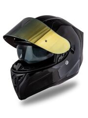 Origine Strada Parlak Siyah Güneş Vizörlü Kask Gökkuşağı Camlı