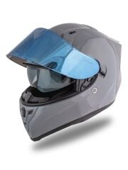 Origine Strada Nardo Gri Güneş Vizörlü Kask Mavi Camlı