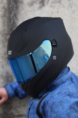 Origine Strada Mat Siyah Güneş Vizörlü Kask Mavi Camlı
