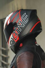 Origine Strada Competition Beyaz-Kırmızı-Siyah Güneş Vizörlü Kask Siyah Camlı