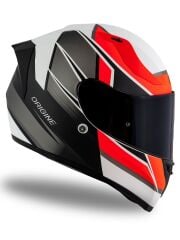 Origine Strada Competition Mat Siyah-Turuncu-Beyaz Güneş Vizörlü Kask Siyah Camlı