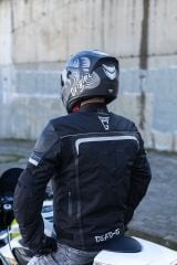 Origine Strada Hardcore Mat Titanyum-Beyaz-Siyah Güneş Vizörlü Kask Gri Camlı