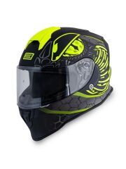 Origine Dinamo Fighter Mat Siyah-Antrasit-Sarı Kask Şeffaf Camlı