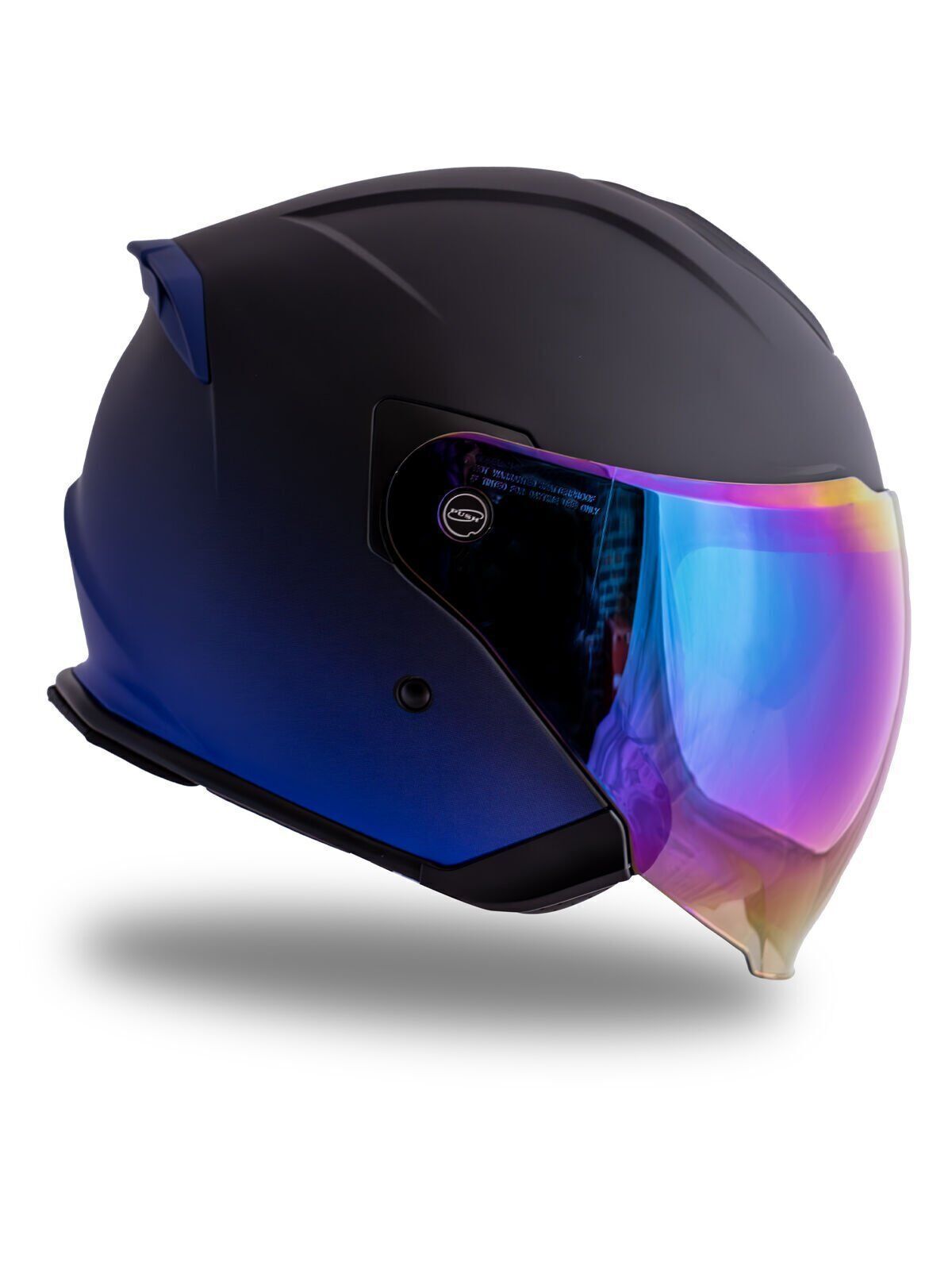 Origine Palio 2.0 DeepSky Mat Siyah-Navy Mavi Güneş Vizörlü Açık Kask Gökkuşağı Camlı M