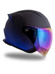 Origine Palio 2.0 DeepSky Mat Siyah-Navy Mavi Güneş Vizörlü Açık Kask Gökkuşağı Camlı M