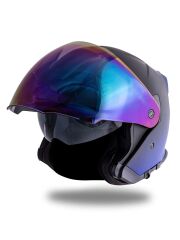 Origine Palio 2.0 DeepSky Mat Siyah-Navy Mavi Güneş Vizörlü Açık Kask Gökkuşağı Camlı 2XL