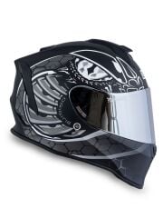 Origine Dinamo Fighter Mat Siyah-Titanium-Beyaz Kask Gri Camlı