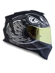 Origine Dinamo Fighter Mat Siyah-Titanium-Beyaz Kask Sarı Camlı