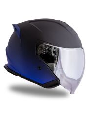 Origine Palio 2.0 DeepSky Mat Siyah-Navy Mavi Güneş Vizörlü Açık Kask Gri Camlı M