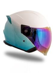 Origine Palio 2.0 DeepSky Mavi-Beyaz Güneş Vizörlü Açık Kask Gökkuşağı Camlı S