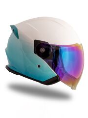 Origine Palio 2.0 DeepSky Mavi-Beyaz Güneş Vizörlü Açık Kask Gökkuşağı Camlı M