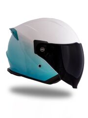 Origine Palio 2.0 DeepSky Mavi-Beyaz Güneş Vizörlü Açık Kask Siyah Camlı M