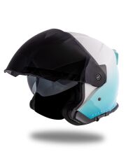 Origine Palio 2.0 DeepSky Mavi-Beyaz Güneş Vizörlü Açık Kask Siyah Camlı 2XL