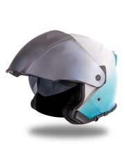 Origine Palio 2.0 DeepSky Mavi-Beyaz Güneş Vizörlü Açık Kask Gri Camlı 2XL