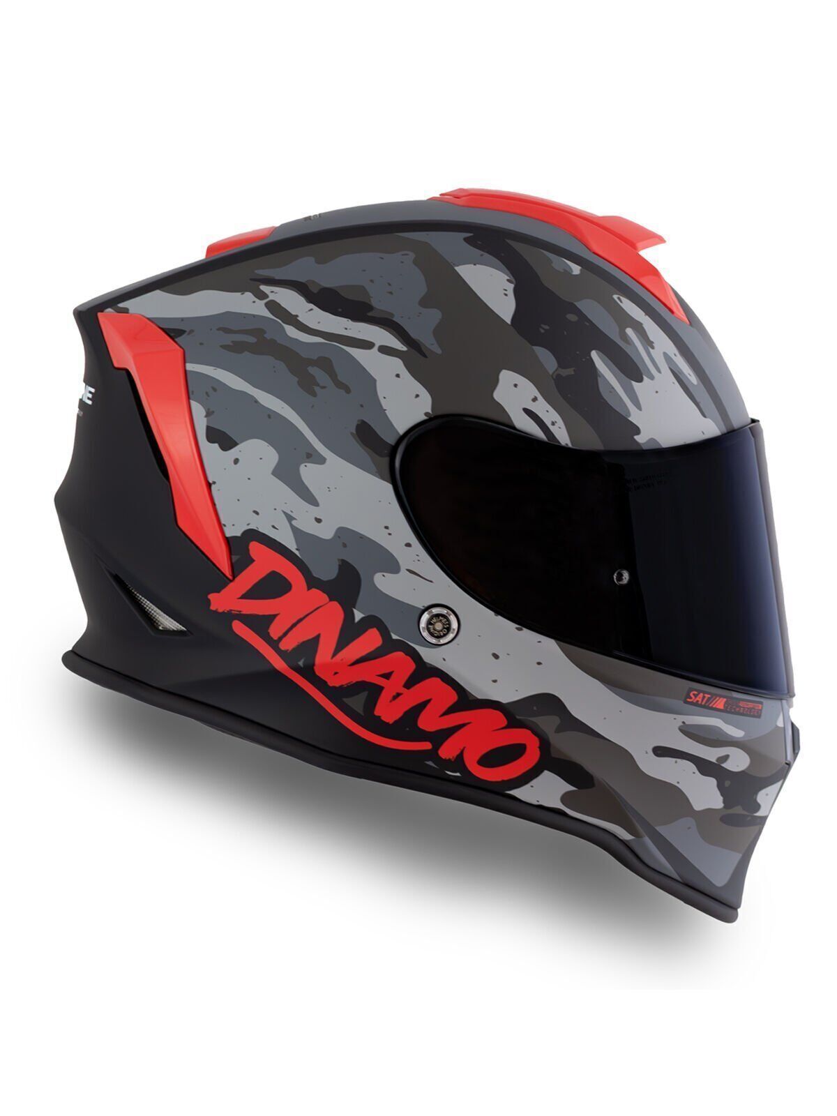 Origine Dinamo Camo Siyah-Titanium-Kırmızı Kask Siyah Camlı