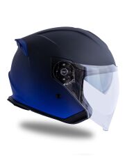 Origine Palio 2.0 DeepSky Mat Siyah-Navy Mavi Güneş Vizörlü Açık Kask Şeffaf Camlı L