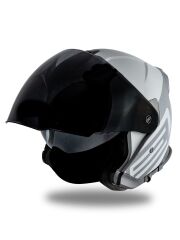 Origine Palio 2.0 Scout Mat Titanyum-Siyah Güneş Vizörlü Açık Kask Siyah Camlı S