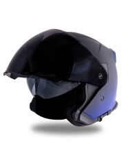 Origine Palio 2.0 DeepSky Mat Siyah-Navy Mavi Güneş Vizörlü Açık Kask Siyah Camlı