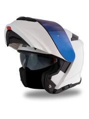 Origine Delta Basic Beyaz Güneş Vizörlü Çene Açılır Kask Mavi Camlı