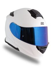 Origine Delta Basic Beyaz Güneş Vizörlü Çene Açılır Kask Mavi Camlı