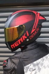 Nenki Encore Demon Mat Siyah Kask Sarı Camlı