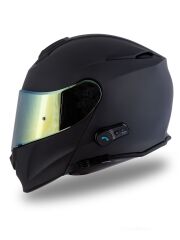 Origine Delta BT Mat Siyah Çene Açılır Kask (Intercomlu-Bluetoothlu Kask) Sarı Camlı