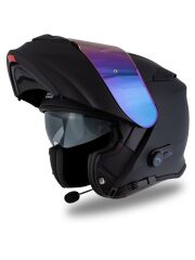 Origine Delta BT Mat Siyah Çene Açılır Kask (Intercomlu-Bluetoothlu Kask) Gökkuşağı Camlı