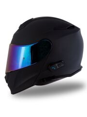Origine Delta BT Mat Siyah Çene Açılır Kask (Intercomlu-Bluetoothlu Kask) Gökkuşağı Camlı