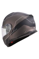 Origine Linear Mat Siyah-Titanyum Güneş Vizörlü Çene Açılır Kask Şeffaf Camlı