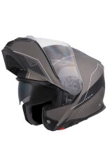 Origine Linear Mat Siyah-Titanyum Güneş Vizörlü Çene Açılır Kask Şeffaf Camlı