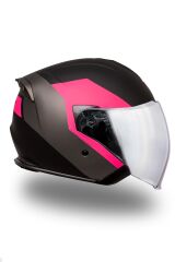 Origine Palio 2.0 Eko Mat Siyah-Pembe Açık Kask Gri Camlı