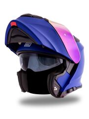 Origine Delta Basic Mat Mavi Çene Açılır Kask Gökkuşağı Camlı L