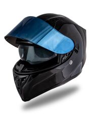 Origine Strada Parlak Siyah Güneş Vizörlü Kask Mavi Camlı 2XL