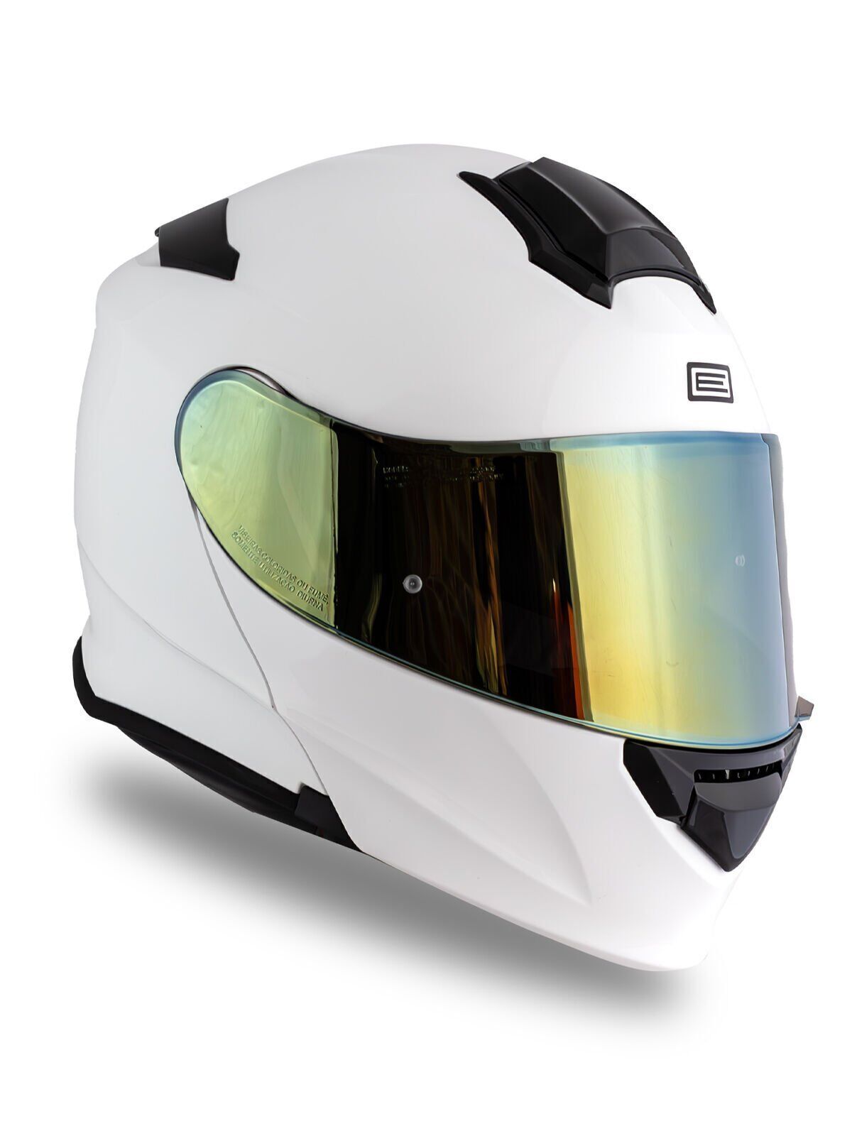 Origine Delta Basic Beyaz Güneş Vizörlü Çene Açılır Kask Sarı Camlı 2XL