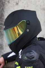 Origine Strada Mat Siyah Güneş Vizörlü Kask Sarı Camlı XS