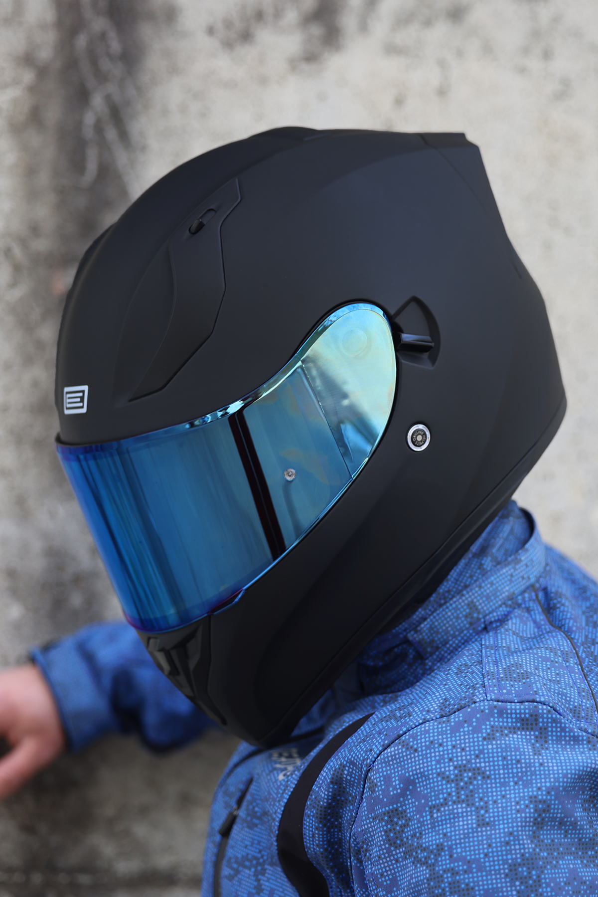 Origine Strada Mat Siyah Güneş Vizörlü Kask Mavi Camlı XL