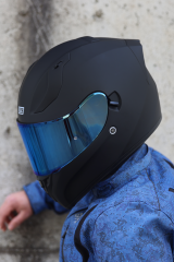 Origine Strada Mat Siyah Güneş Vizörlü Kask Mavi Camlı 2XL