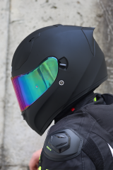 Origine Strada Mat Siyah Güneş Vizörlü Kask Gökkuşağı Camlı XS