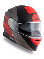 Origine Delta Row Mat Titanyum-Siyah-Kırmızı Güneş Vizörlü Çene Açılır Kask Şeffaf Camlı 2XL