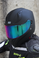 Origine Strada Mat Siyah Güneş Vizörlü Kask Gökkuşağı Camlı L